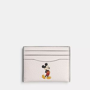 New! Limited Edition Disney X Coach Card Case In Regenerative Leather With Motif